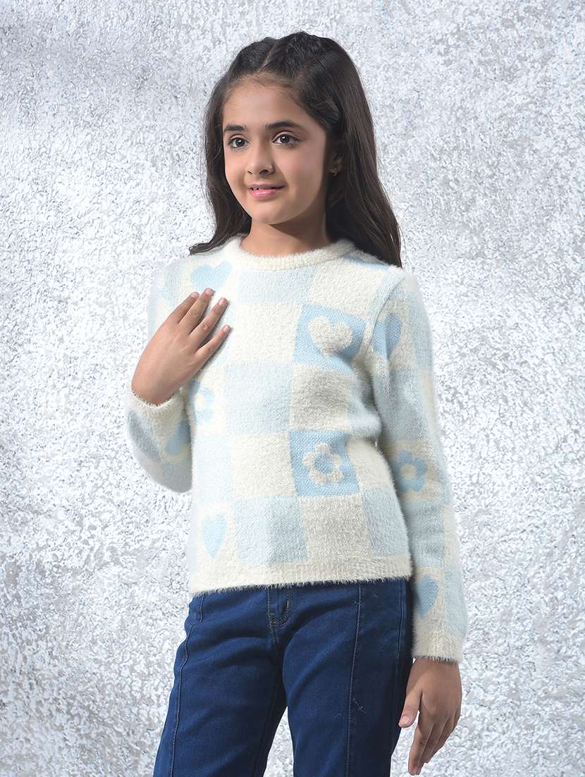 girls self designed long sleeve sweater - 22102398 -  Standard Image - 1