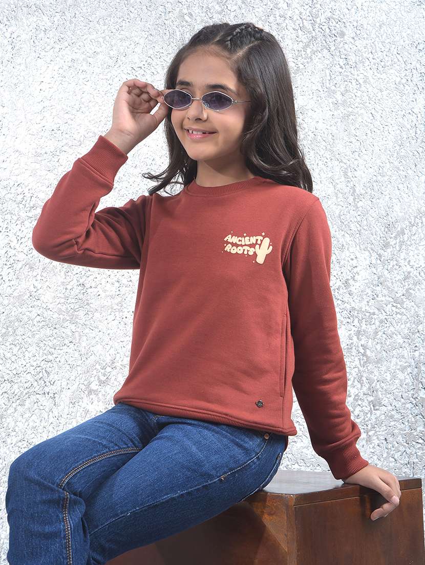 girls solid long sleeve sweatshirt