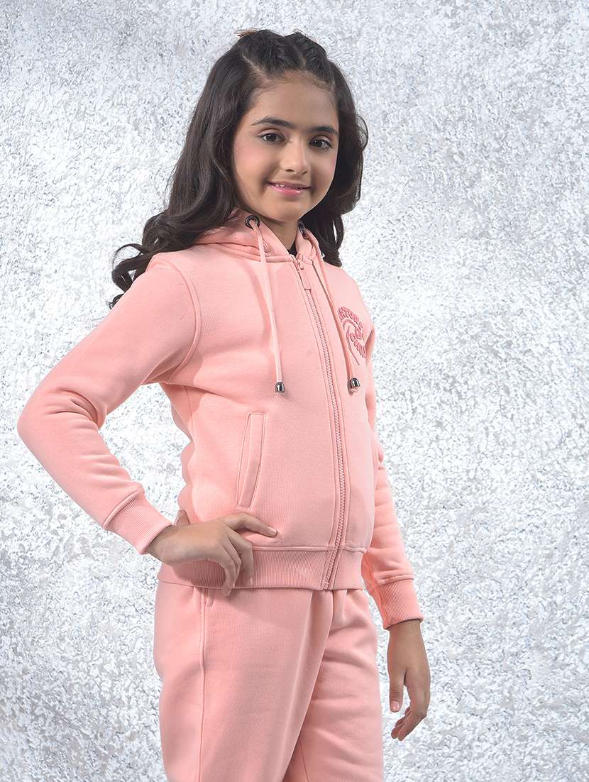 girls solid long sleeve hooded sweatshirt - 22102407 -  Standard Image - 1