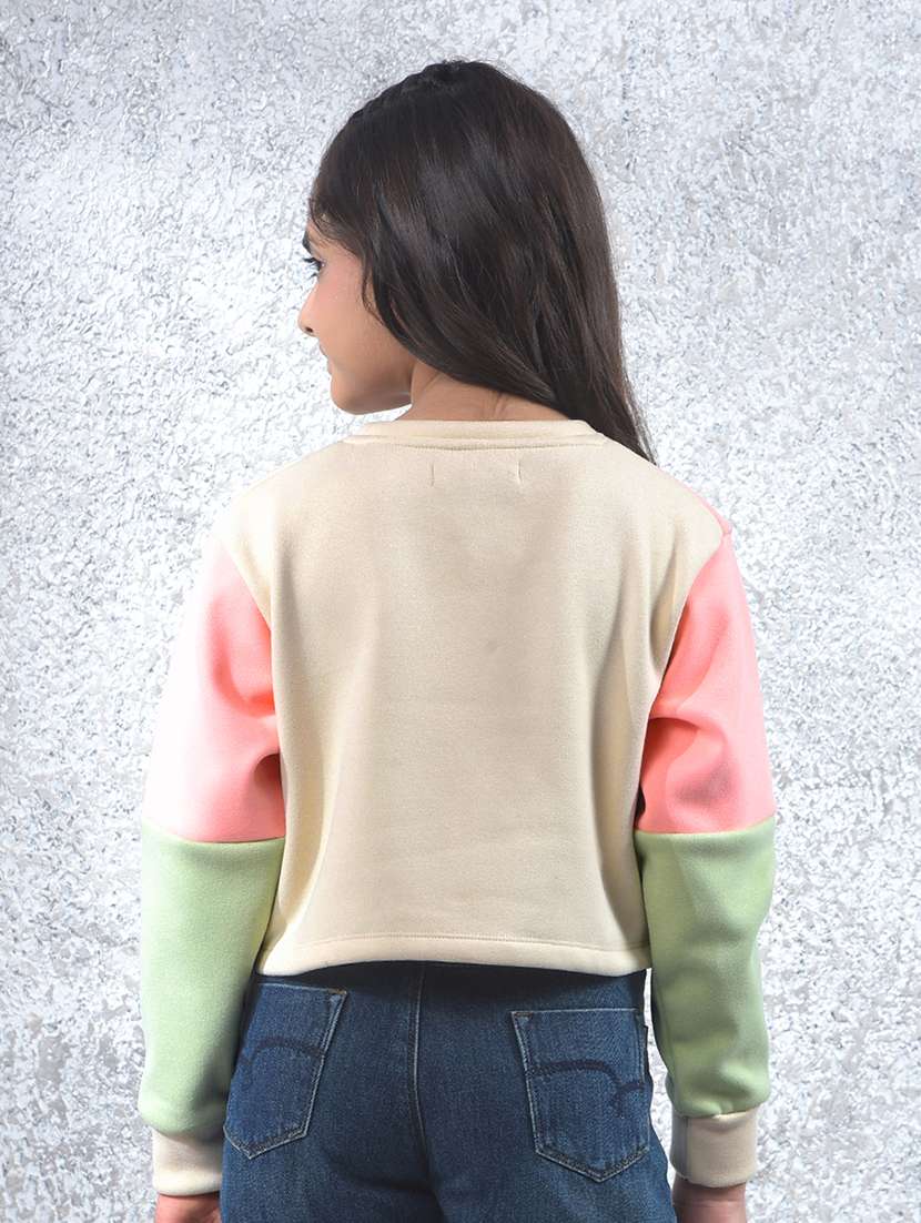 girls color blocked long sleeve sweatshirt - 22102414 -  Standard Image - 4