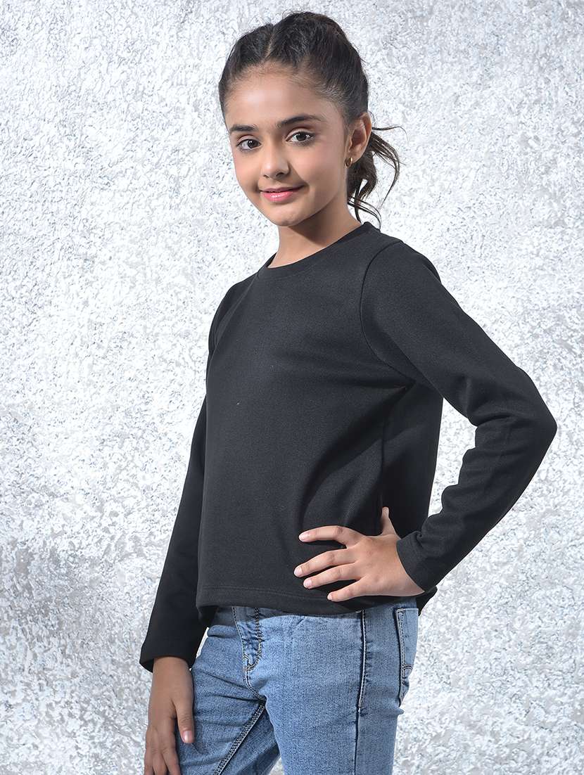 girls solid long sleeve sweatshirt - 22102421 -  Standard Image - 1