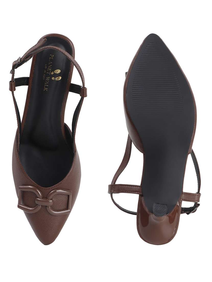 women solid back strap kitten heel sandals - 22102639 -  Standard Image - 6