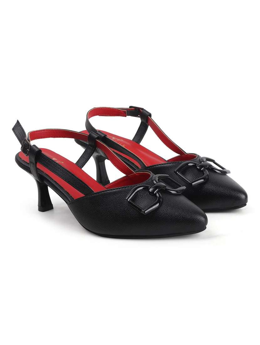 women solid back strap kitten heel sandals - 22102643 -  Standard Image - 1