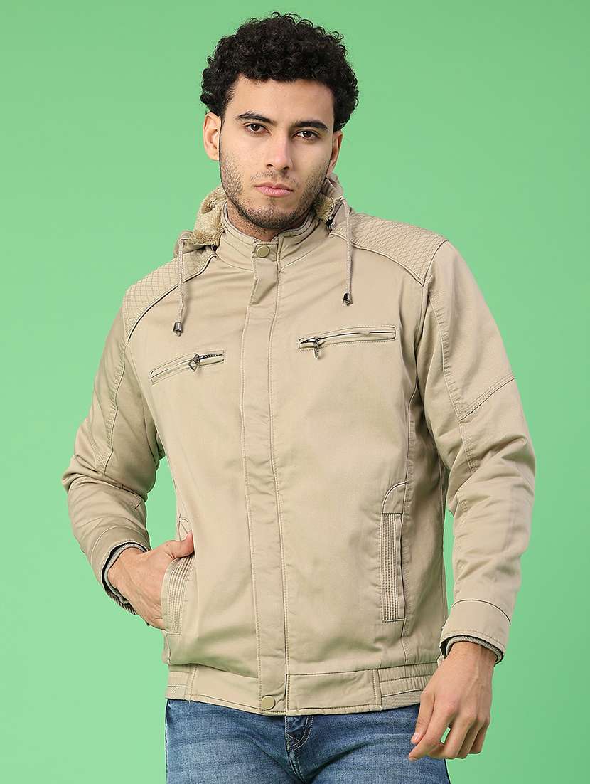 men solid long sleeve bomber jacket - 22102710 -  Standard Image - 1