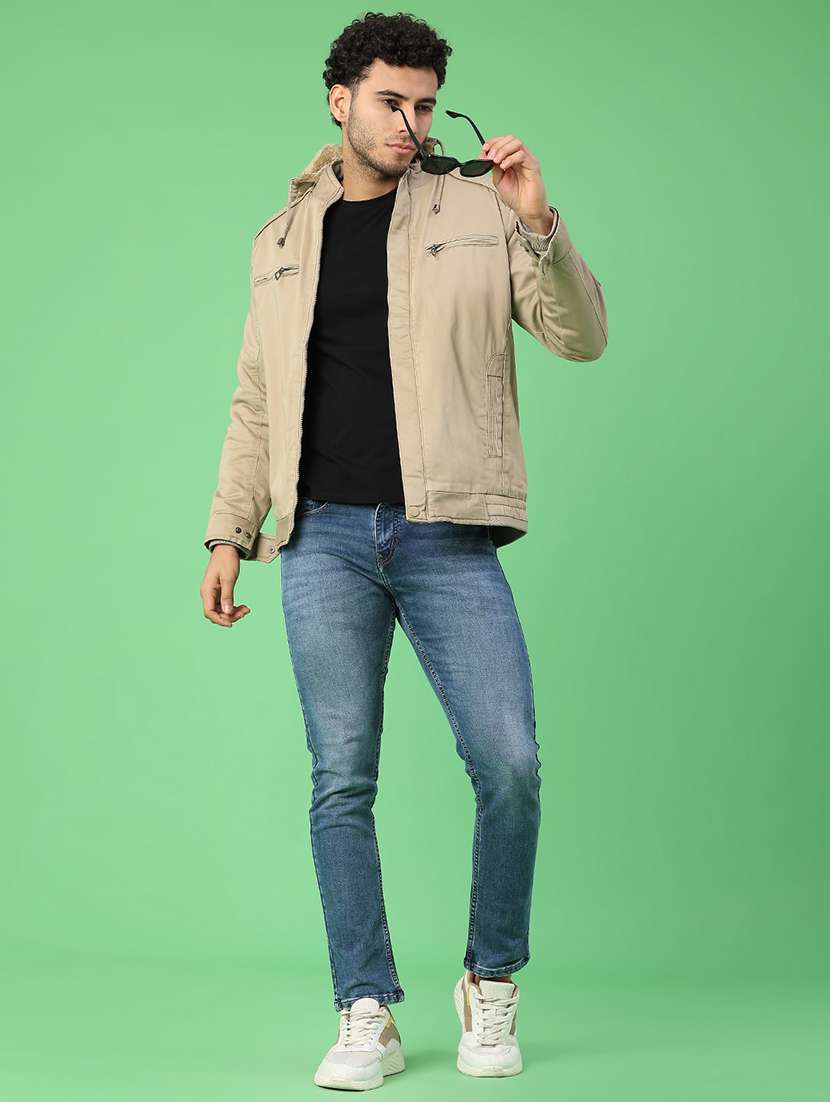 men solid long sleeve bomber jacket - 22102710 -  Standard Image - 4