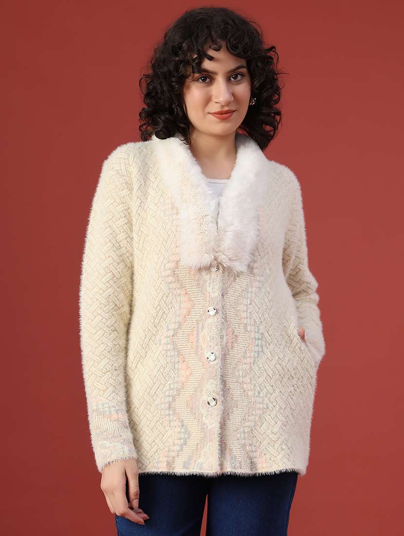 women self design long sleeve cardigan - 22102750 -  Standard Image - 1