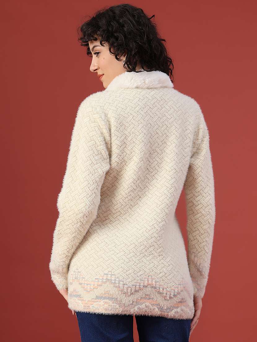 women self design long sleeve cardigan - 22102750 -  Standard Image - 4