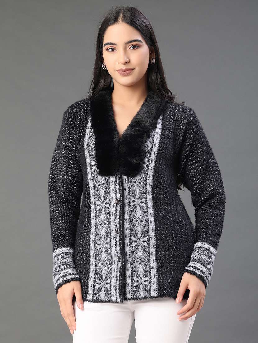 women self design long sleeve cardigan - 22102751 -  Standard Image - 1