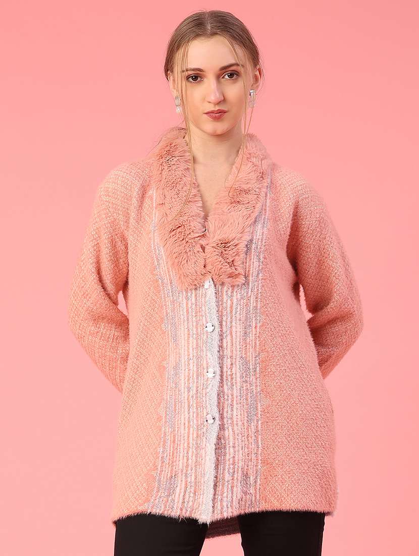 women self design long sleeve cardigan - 22102752 -  Standard Image - 1