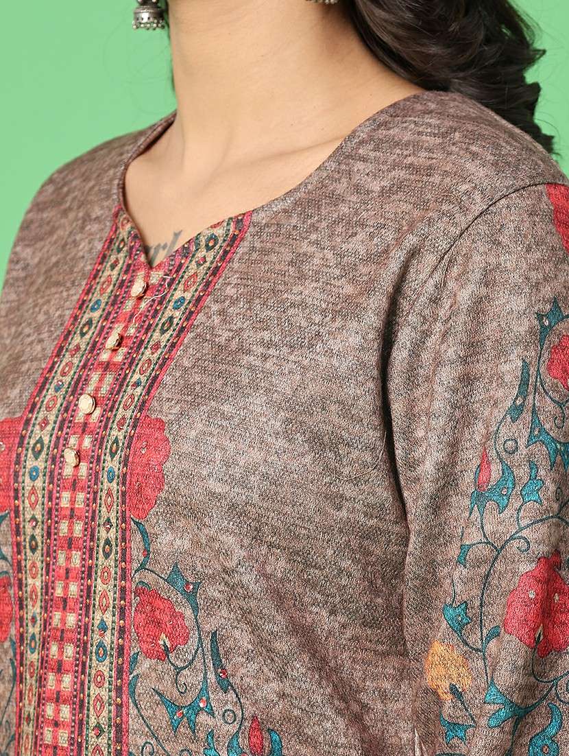 women printed long sleeve kurta and pant set - 22102832 -  Standard Image - 4
