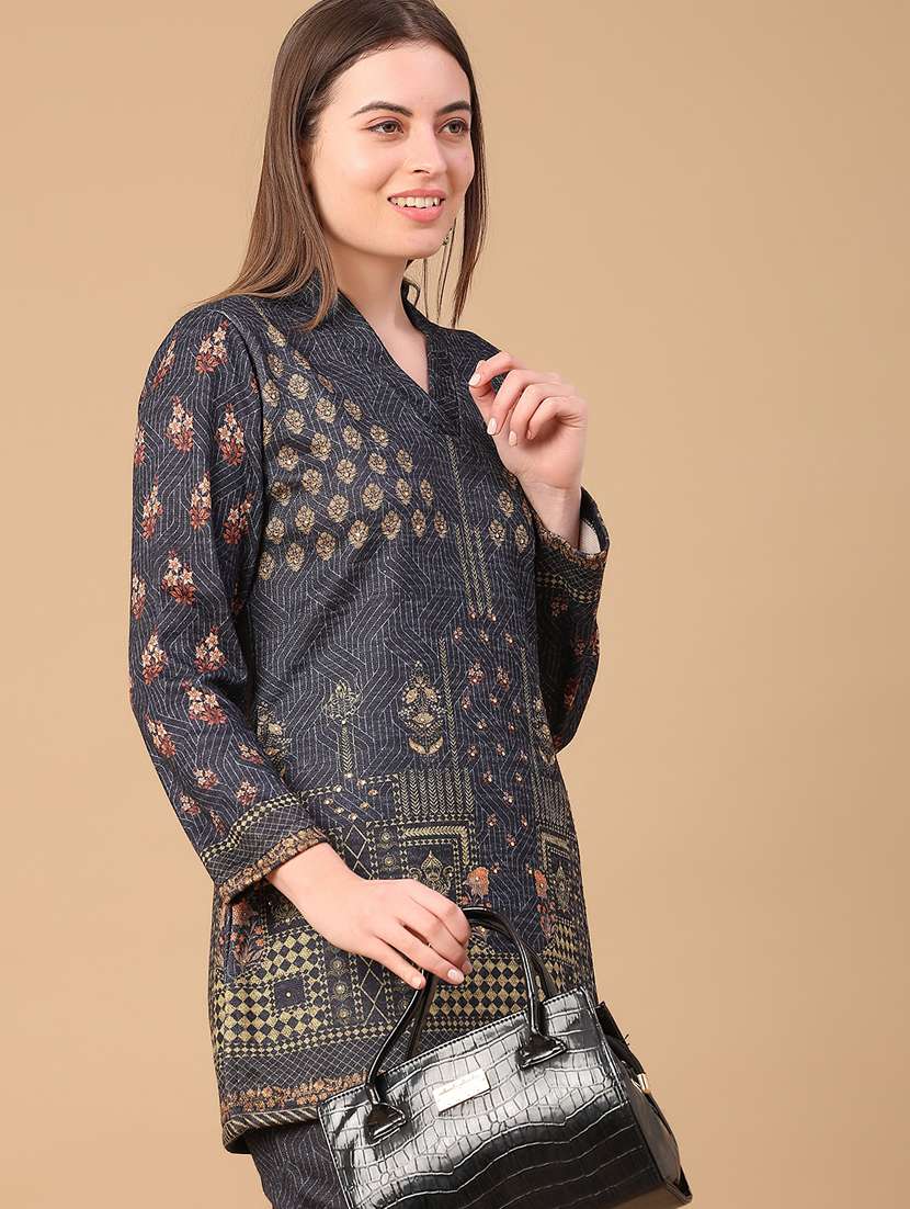 women printed three quarter sleeve ethnic co-ord set - 22102834 -  Standard Image - 1