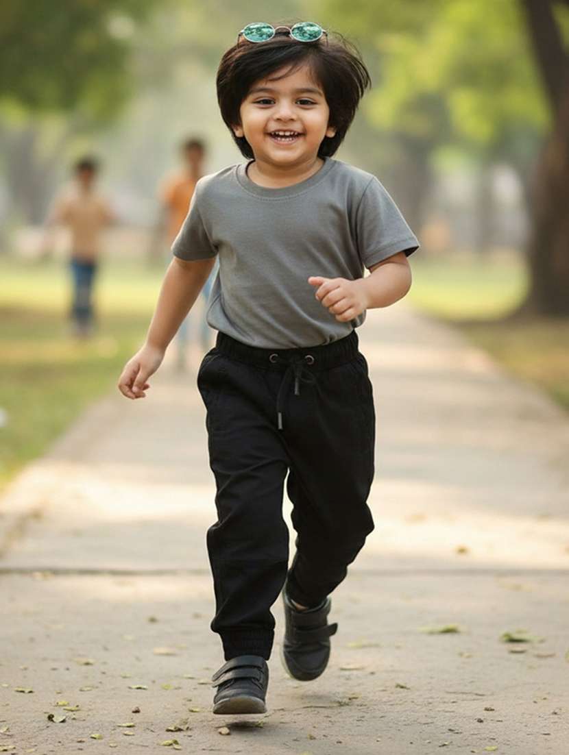 boys solid mid rise jogger - 22102850 -  Standard Image - 1