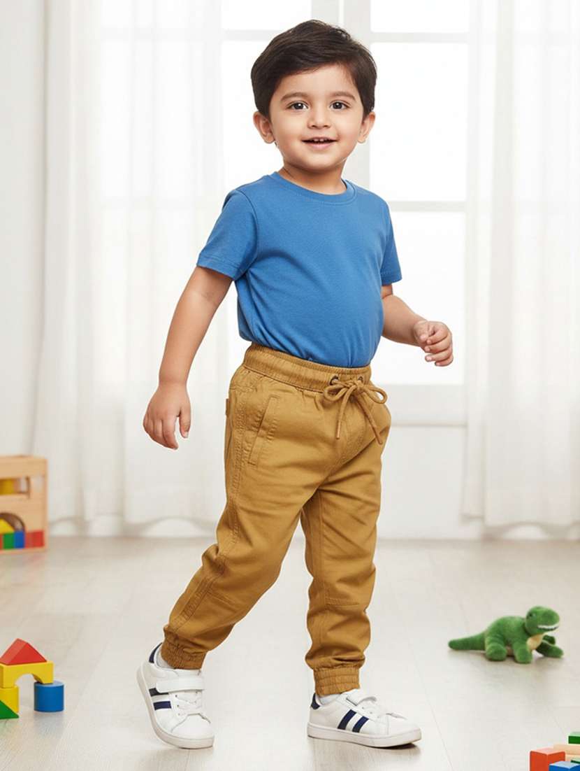 boys solid mid rise regular fit jogger - 22102852 -  Standard Image - 1