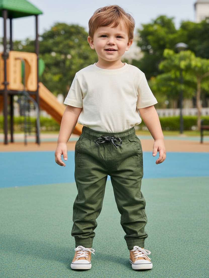 boys solid mid rise jogger - 22102854 -  Standard Image - 1