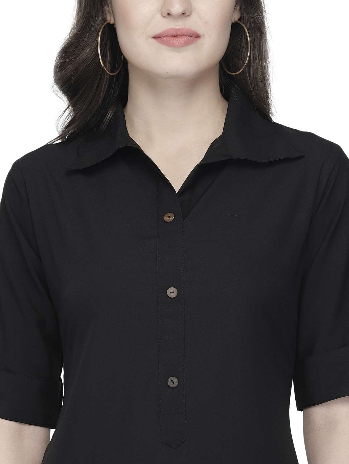 women solid short sleeve straight kurta - 22102973 -  Standard Image - 4