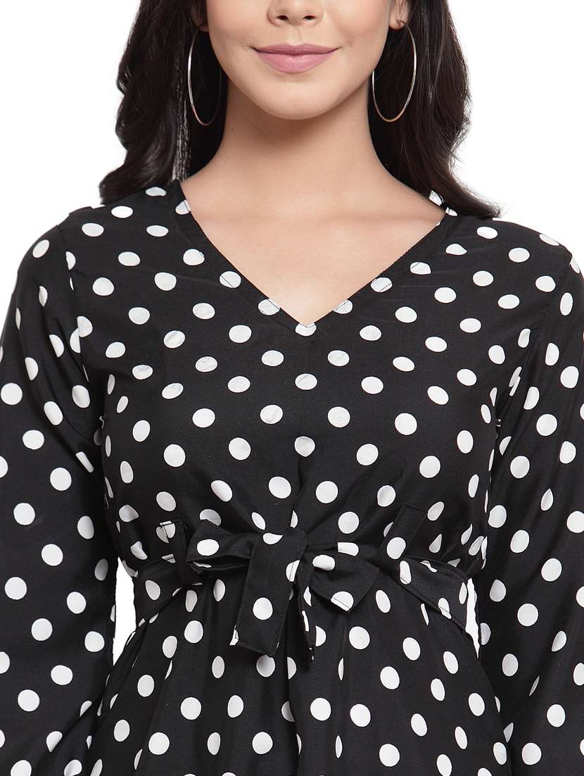 women polka doted bell sleeve a-line dress - 22102986 -  Standard Image - 4