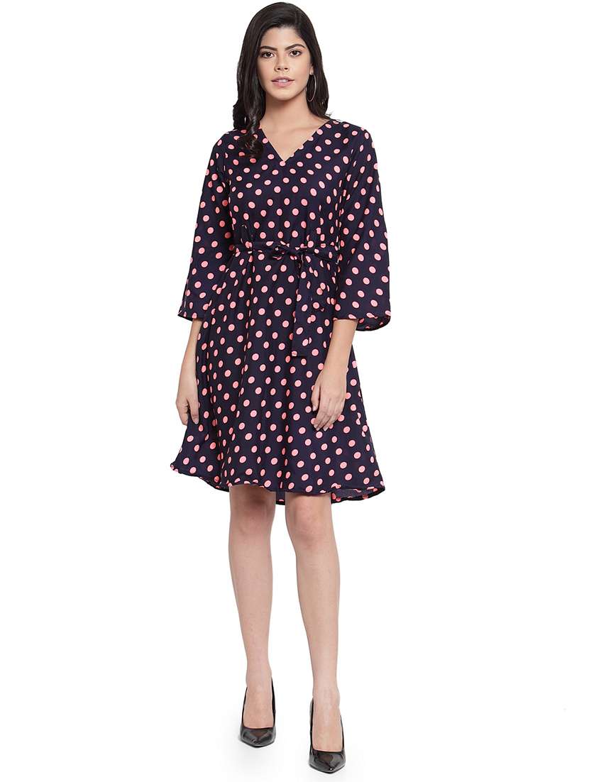 women polka doted bell sleeve a-line dress - 22102987 -  Standard Image - 1