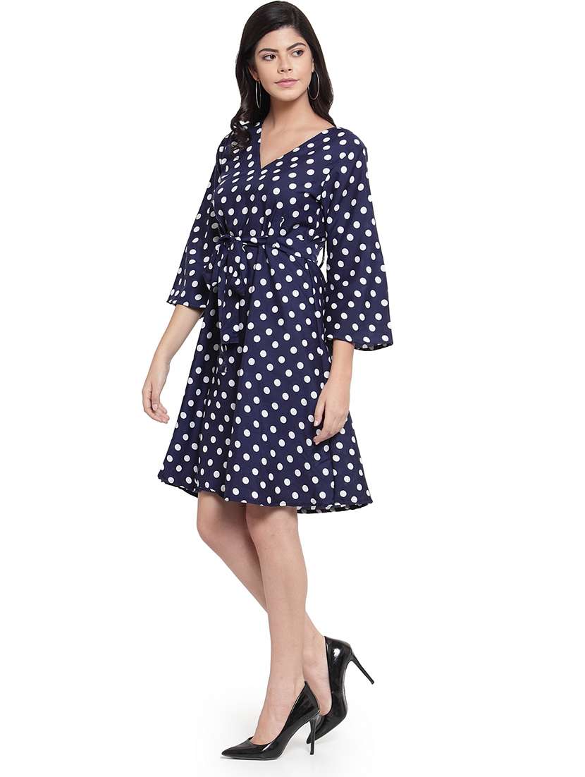 women polka doted bell sleeve a-line dress - 22102988 -  Standard Image - 1