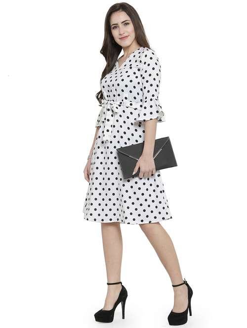 women polka doted bell sleeve a-line dress - 22102989 -  Standard Image - 0