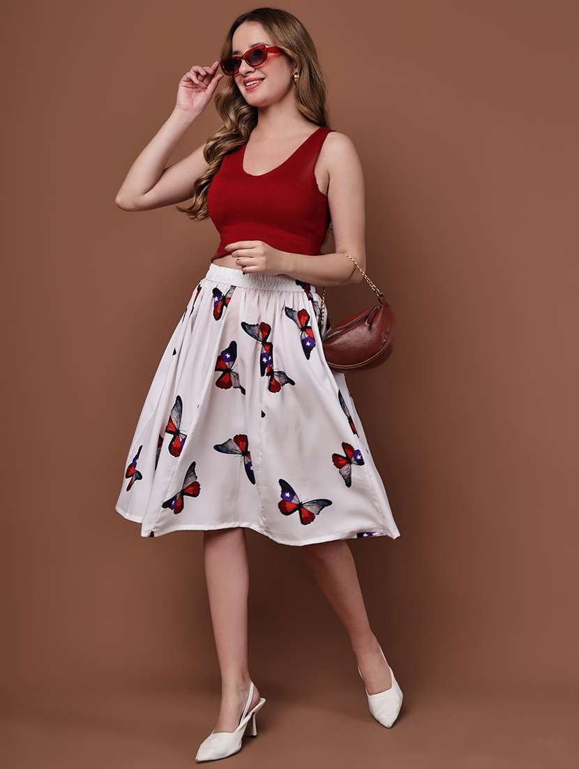 women pack of 2 printed high rise a-line skirt - 22102992 -  Standard Image - 4