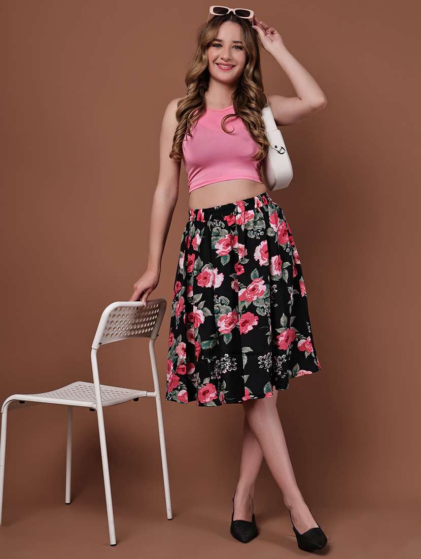 women pack of 2 printed high rise a-line skirt - 22102994 -  Standard Image - 4