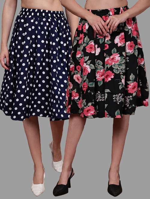 women pack of 2 printed high rise a-line skirt - 22102999 -  Standard Image - 0