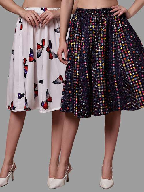 women pack of 2 printed high rise a-line skirt - 22103002 -  Standard Image - 0