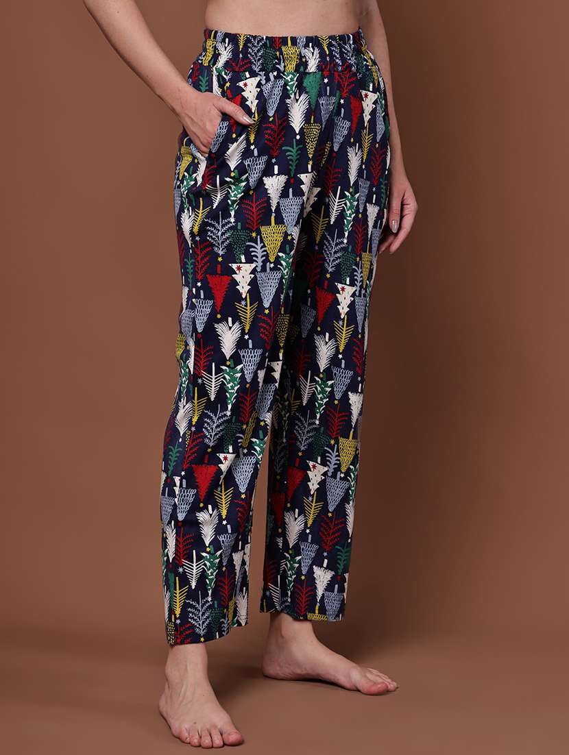 women pack of 2 printed mid rise loungewear pyjama - 22103014 - Standard Image - 1