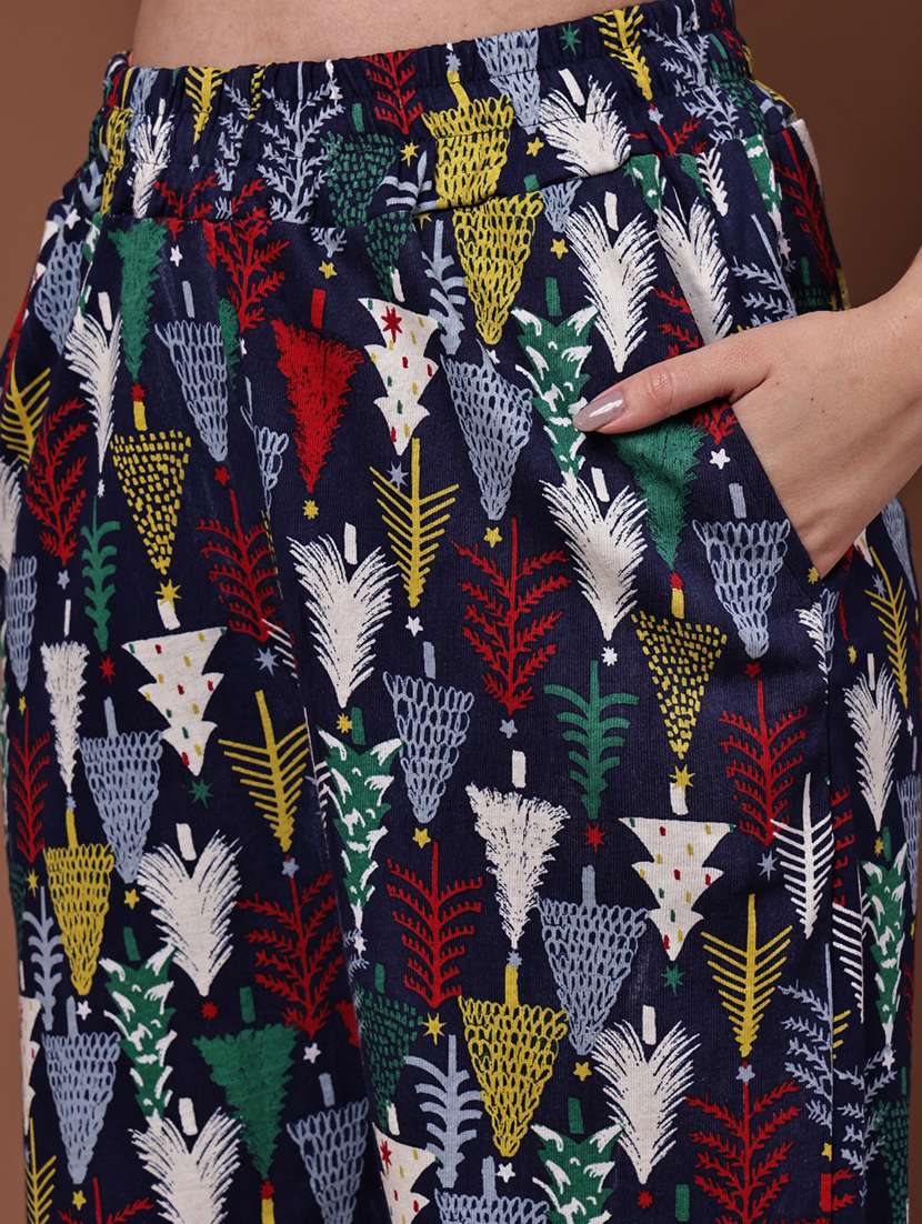 women pack of 2 printed mid rise loungewear pyjama - 22103014 - Standard Image - 6