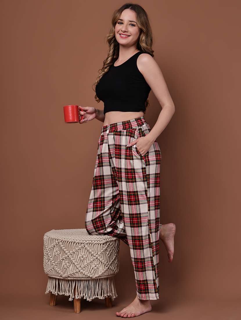 women pack of 2 printed mid rise loungewear pyjama - 22103020 - Standard Image - 4