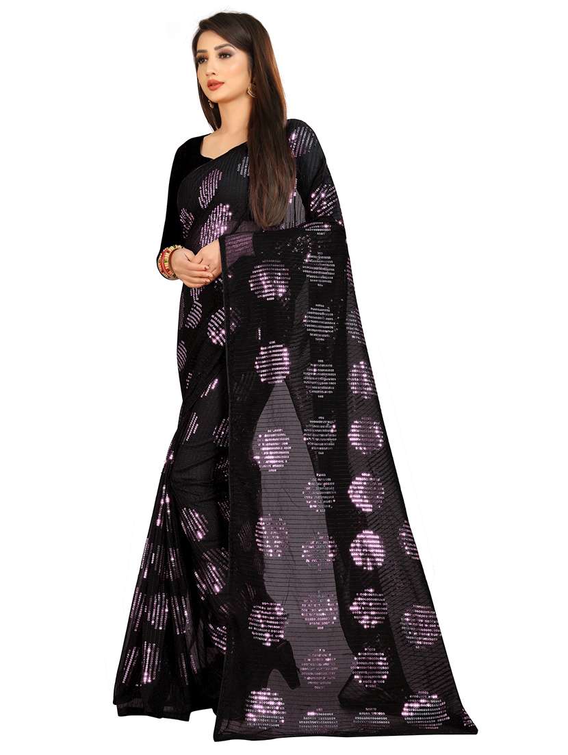 women solid with work embellished saree with blouse - 22103172 -  Standard Image - 1
