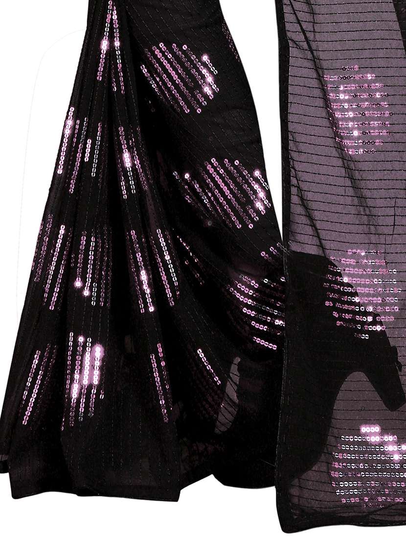 women solid with work embellished saree with blouse - 22103172 - Standard Image - 4