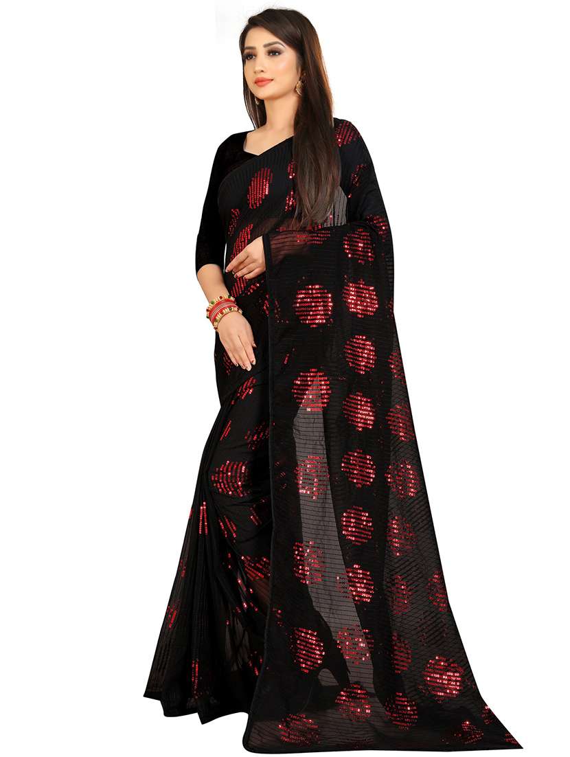 women solid with work embellished saree with blouse - 22103176 -  Standard Image - 1