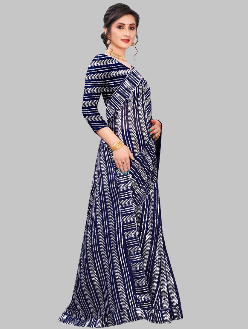 women solid with work embellished saree with blouse - 22103178 -  Standard Image - 1