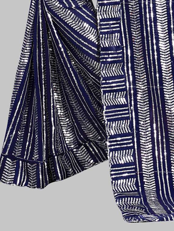 women solid with work embellished saree with blouse - 22103178 - Standard Image - 4