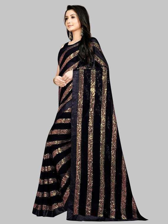 women solid with work embellished saree with blouse - 22103182 -  Standard Image - 1