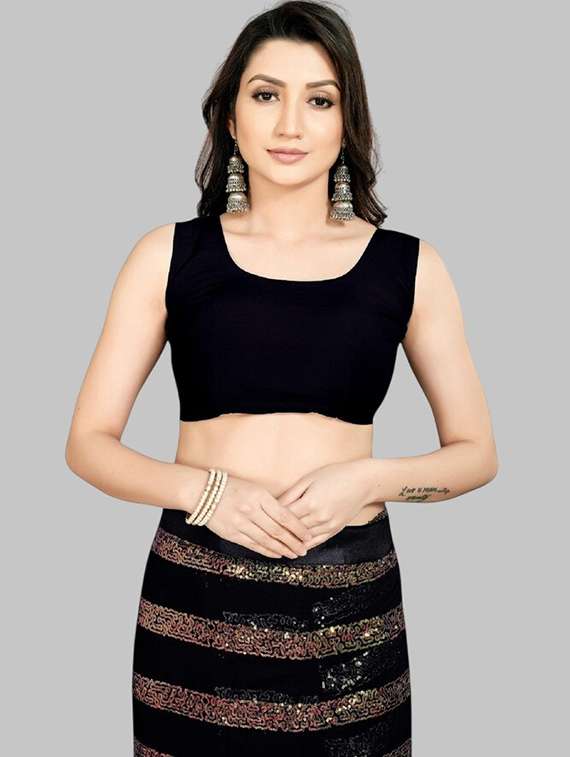 women solid with work embellished saree with blouse - 22103182 - Standard Image - 4