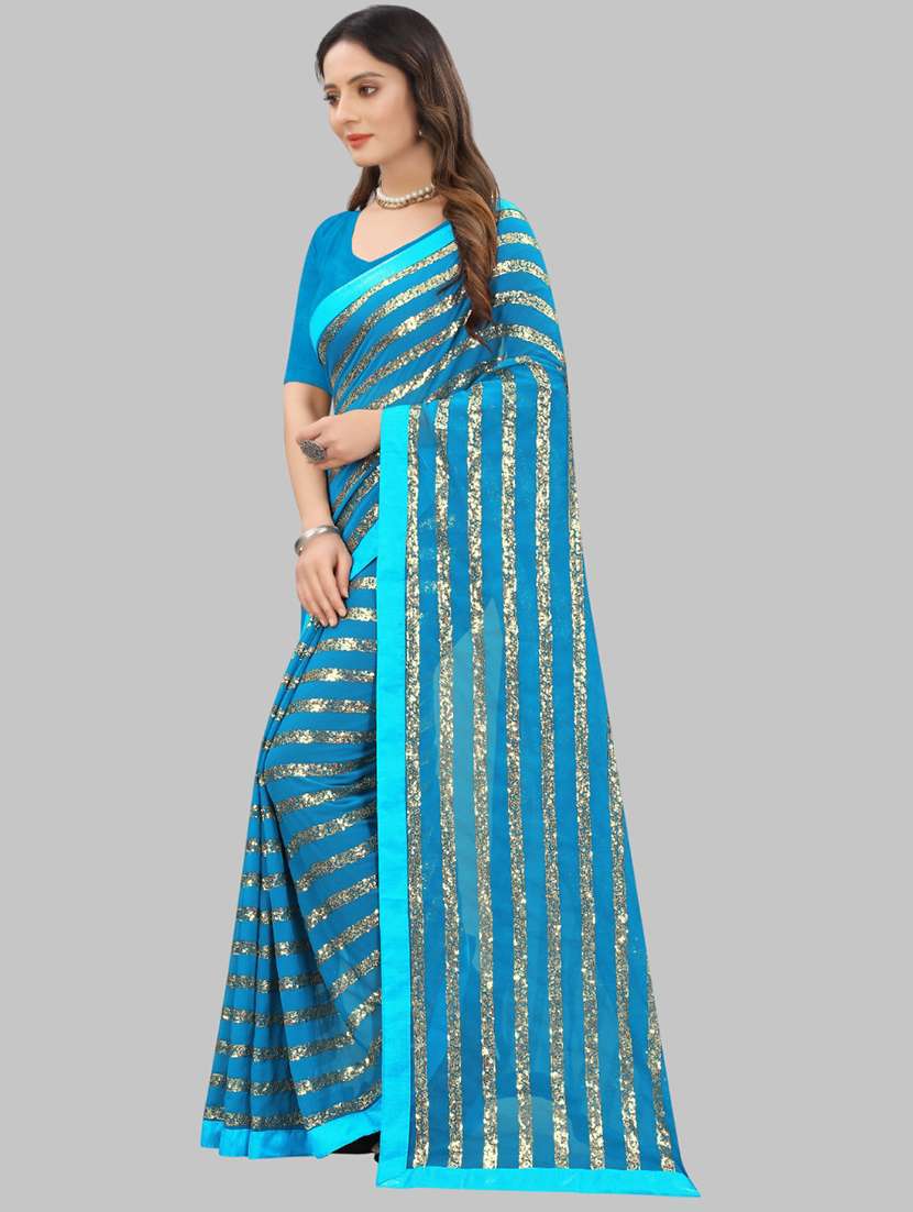 women solid with work embellished saree with blouse - 22103183 -  Standard Image - 1