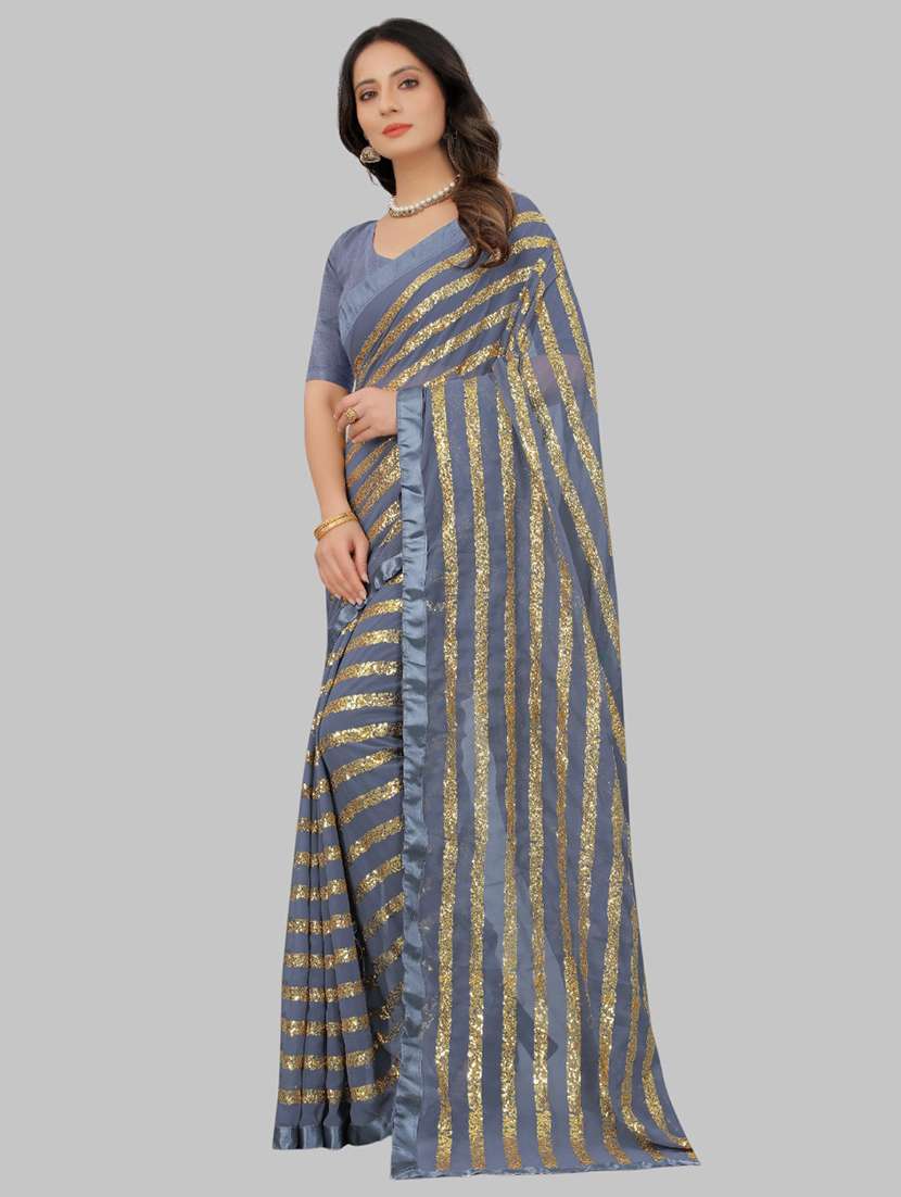 women solid with work embellished saree with blouse - 22103185 -  Standard Image - 1