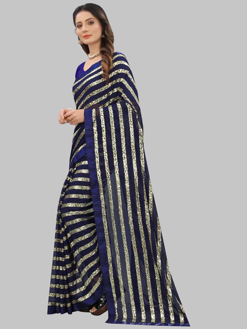 women solid with work embellished saree with blouse - 22103186 - Standard Image - 1