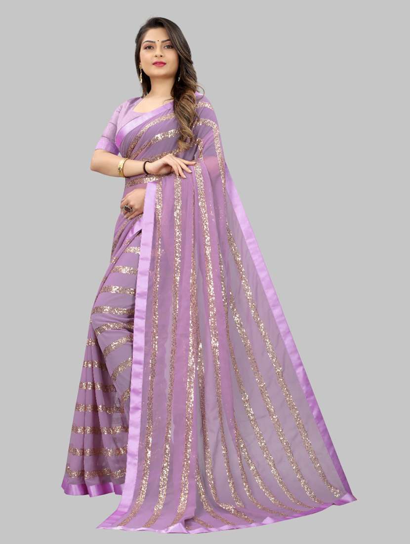women solid with work embellished saree with blouse - 22103187 -  Standard Image - 1