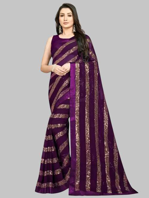 women solid with work embellished saree with blouse - 22103188 - Standard Image - 0