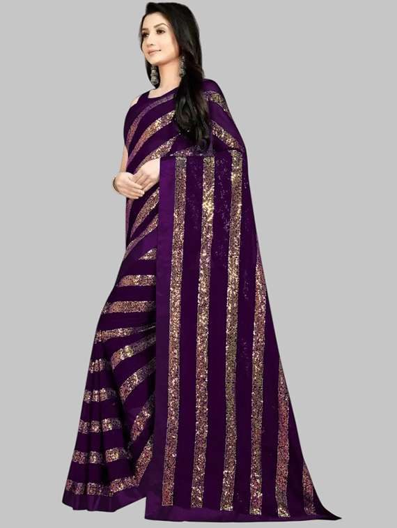 women solid with work embellished saree with blouse - 22103188 -  Standard Image - 1