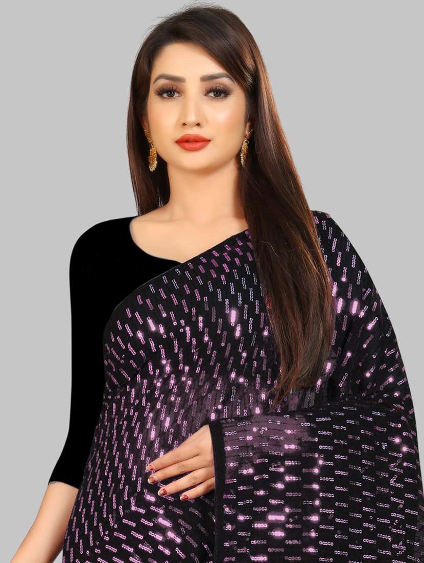 women solid with work embellished saree with blouse - 22103191 - Standard Image - 4