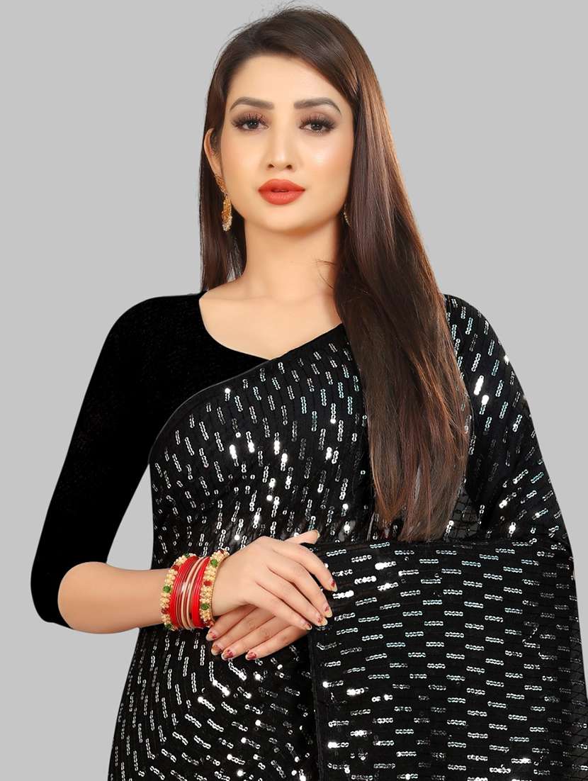 women solid with work embellished saree with blouse - 22103192 - Standard Image - 4