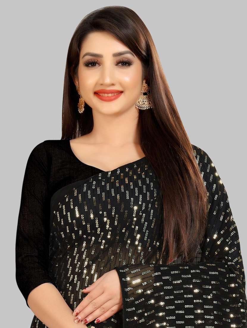 women solid with work embellished saree with blouse - 22103193 - Standard Image - 4