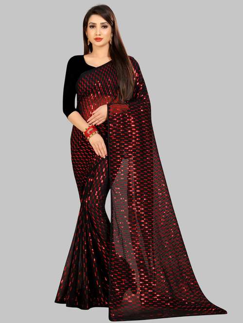 women solid with work embellished saree with blouse - 22103194 - Standard Image - 0