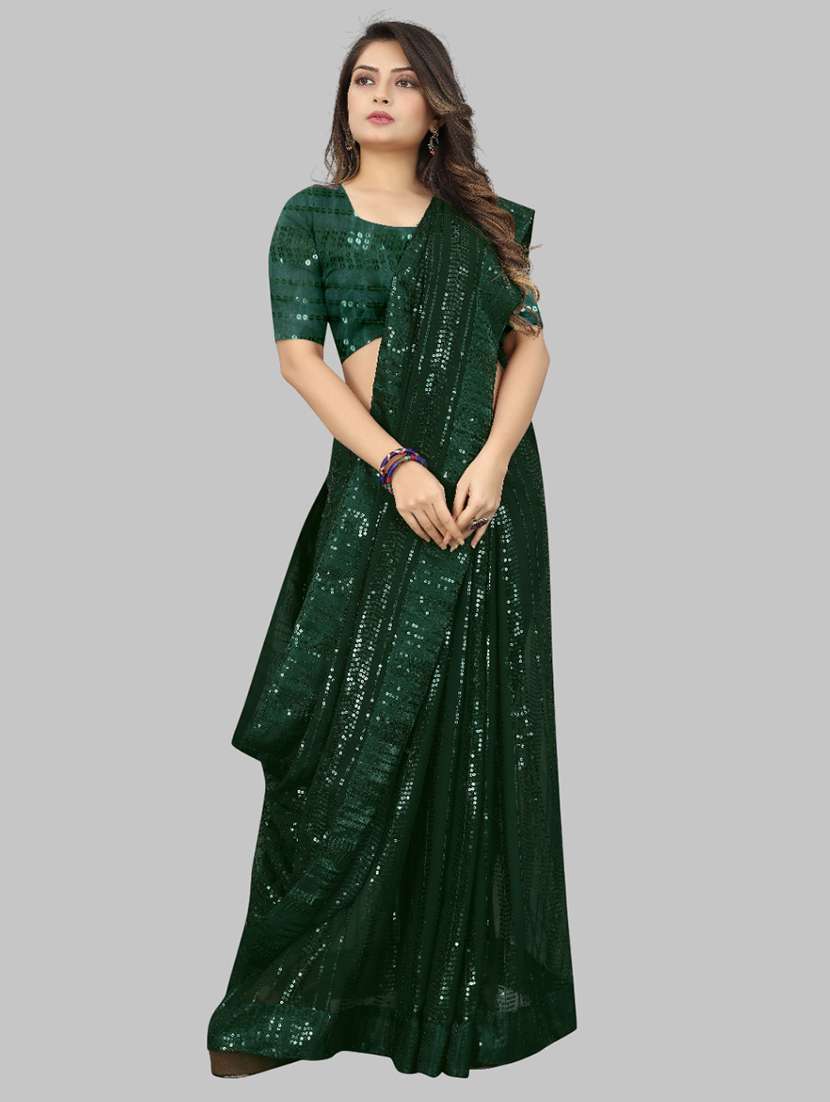 women solid with work embellished saree with blouse - 22103197 - Standard Image - 1