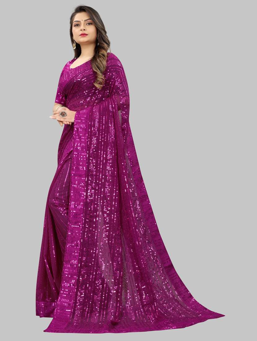 women solid with work embellished saree with blouse - 22103198 - Standard Image - 1