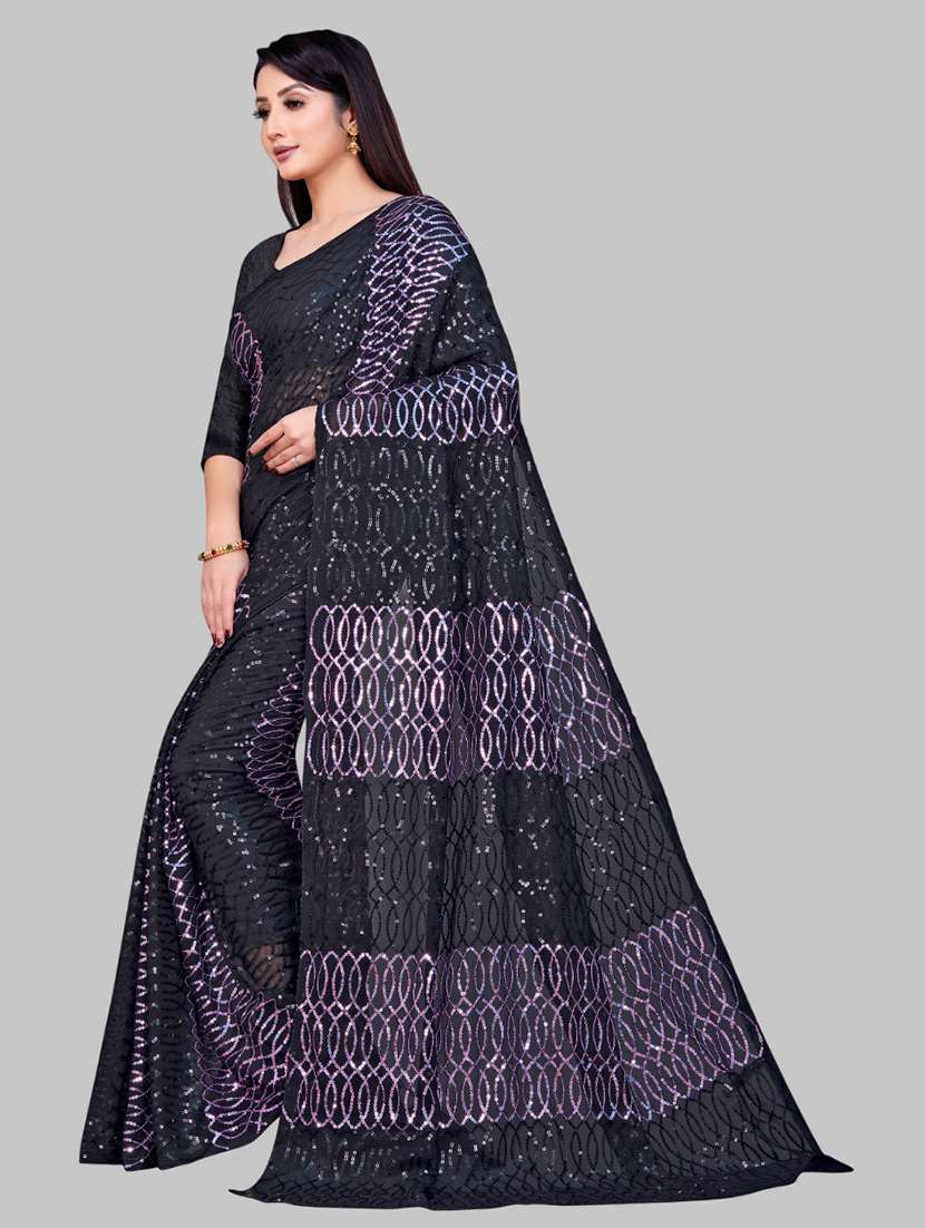 women solid with work embellished saree with blouse - 22103199 -  Standard Image - 1